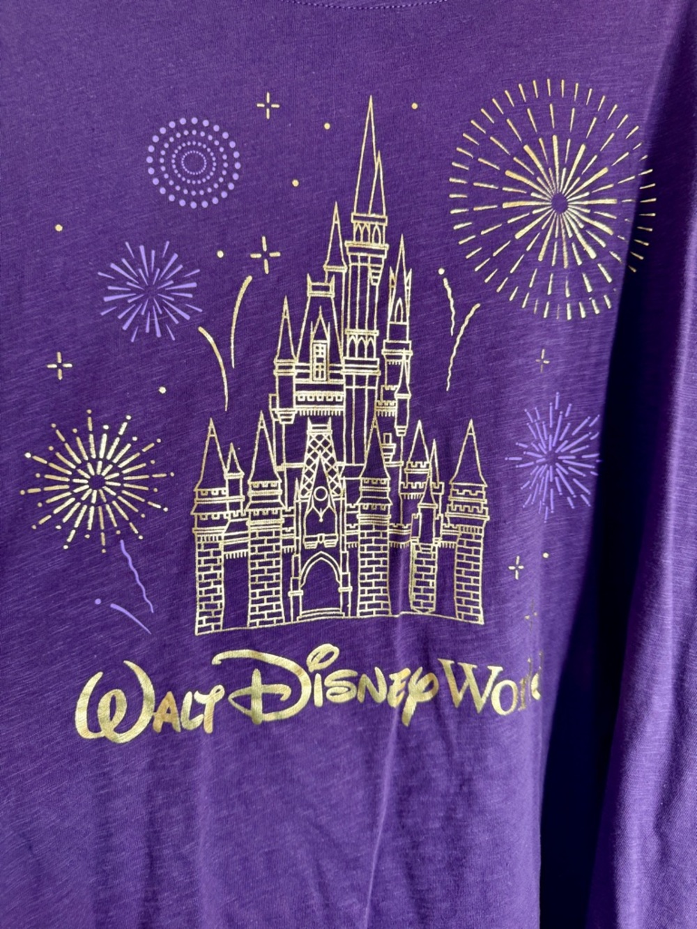 NWT Walt Disney World Purple T-Shirt Gold Cinderella Castle Fireworks Ladies 3X. - Picture 4 of 10